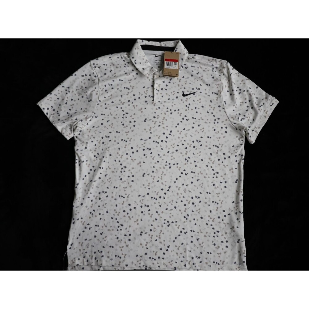 Nike Dri-FIT Golf Polo Men L White Floral Print DX6089-101 NWT $80